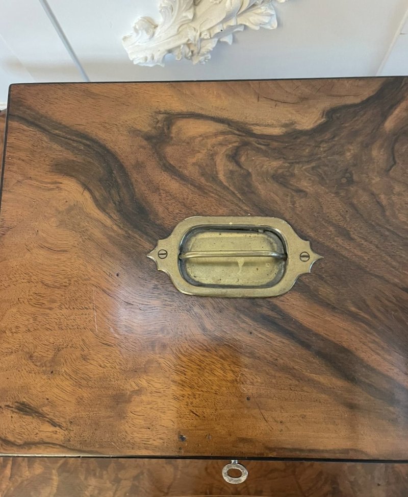 Antique Victorian Quality Figured Walnut Sewing Box - Image 12